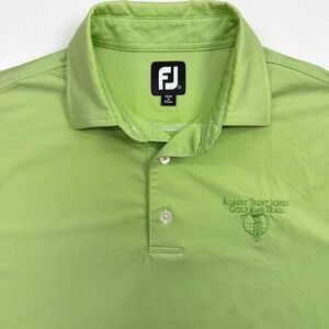 FootJoy Polo Shirt Mens Med Green Robert Trent Jones Golf Trail Stripe Athletic